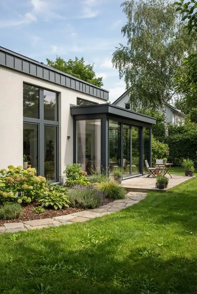 Wintergarten aus Glas und Aluminium: Am Bungalow