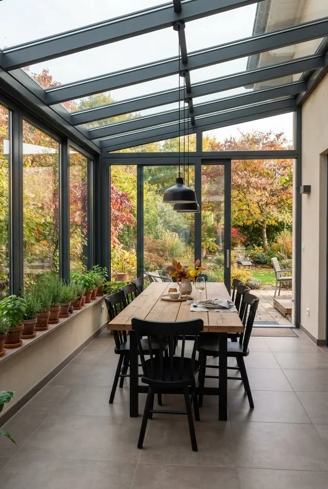 Wintergarten aus Glas und Aluminium: Als Essplatz im Grünen