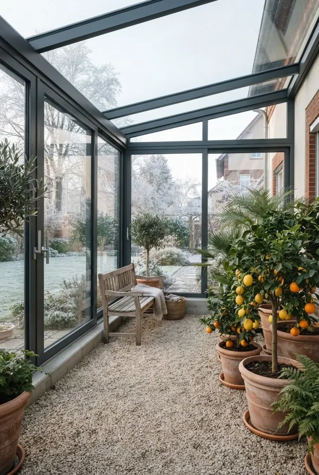 Kaltwintergarten im Winter