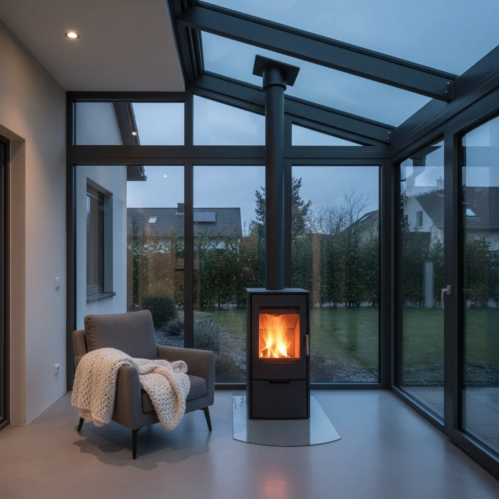 Wintergarten mit Kamin